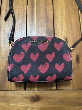 Marc Jacobs Playback Black Crossbody with Red Heart Print